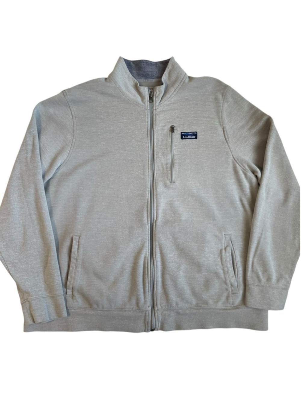 LL Bean Sweater Full Zip Jacket Men's XL Reg Gray Canvas